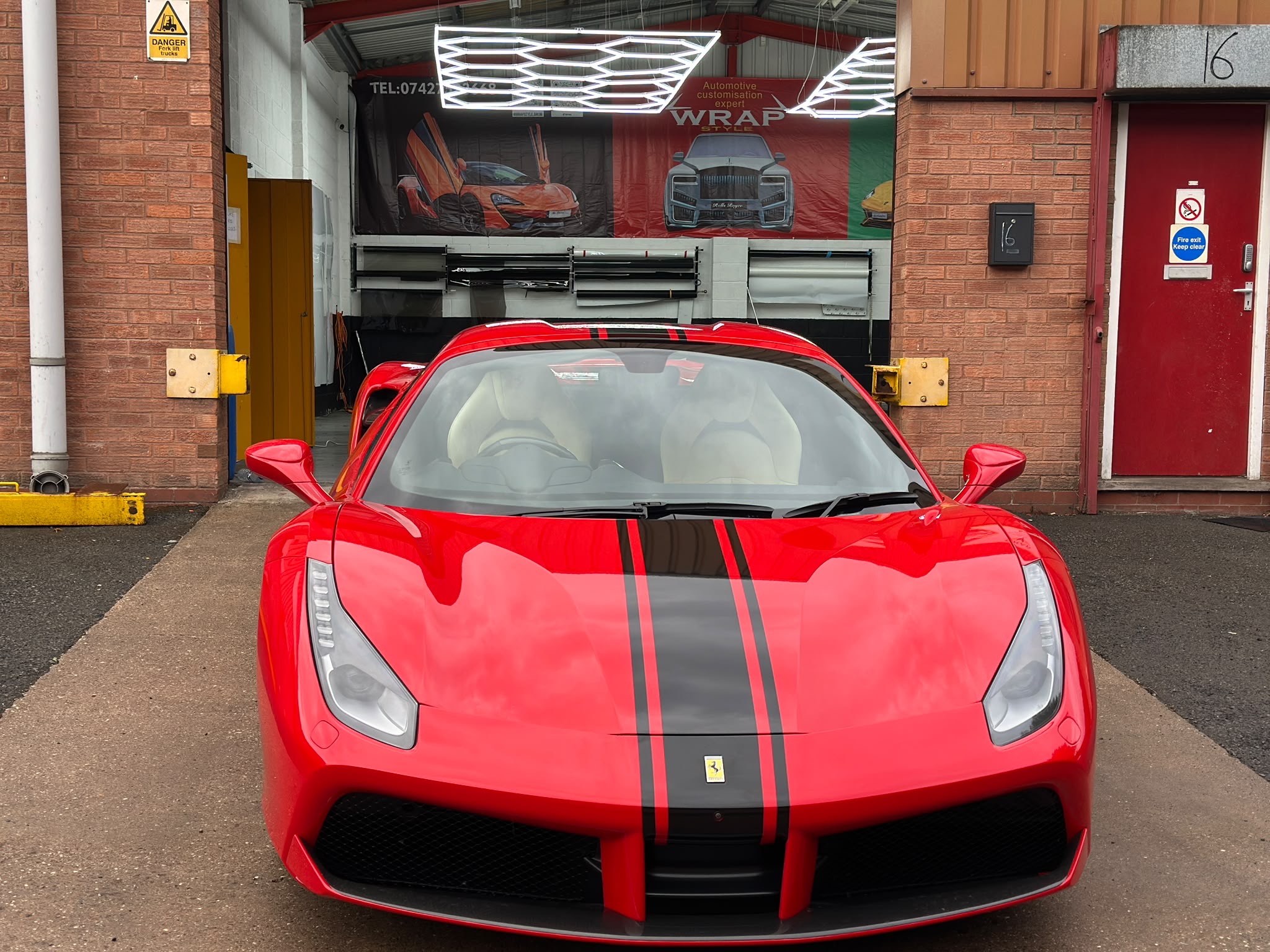 Finished Ferrari outside WrapStyle Birmingham